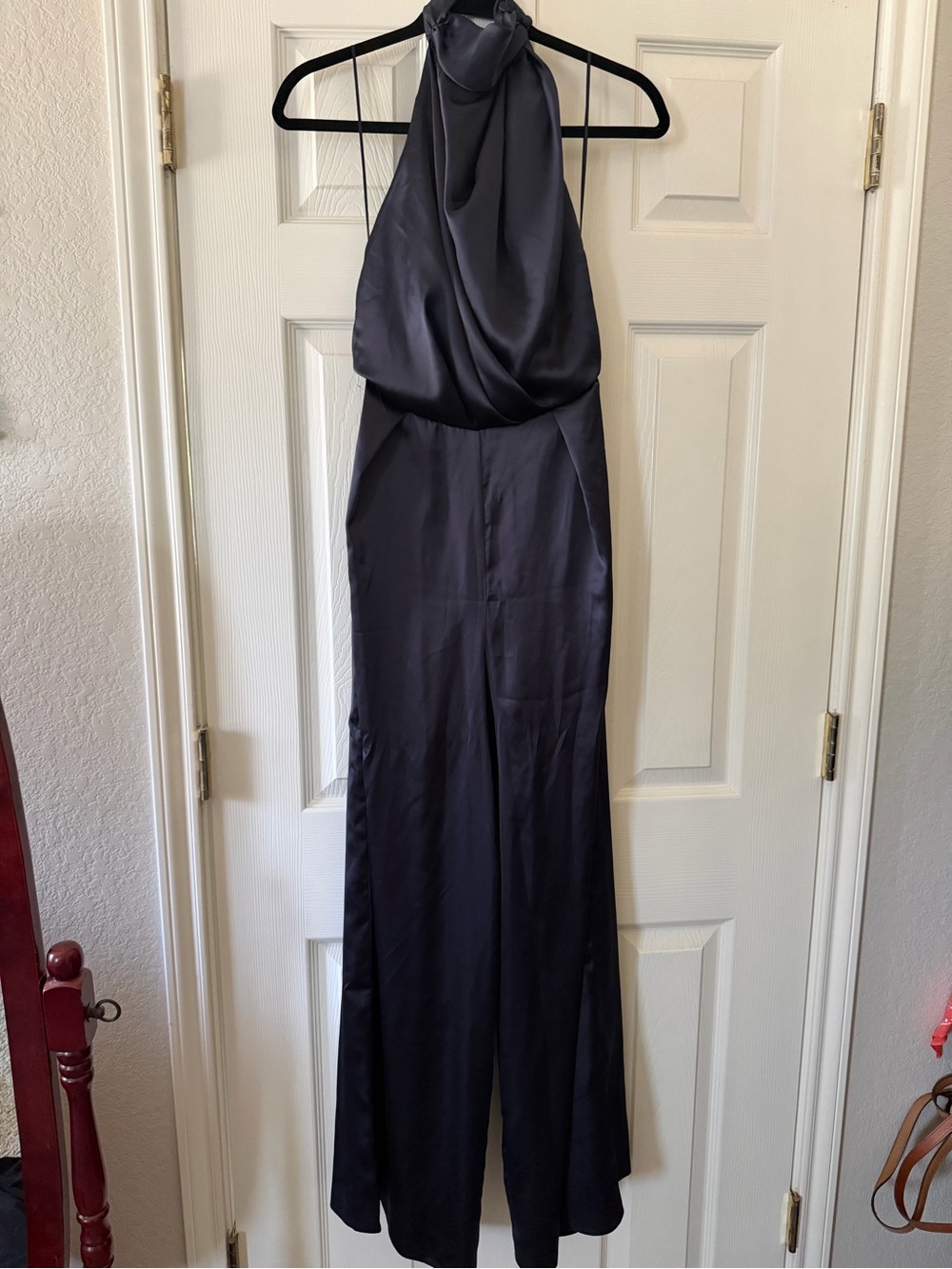 ASOS Charcoal Satin Halter Jumpsuit